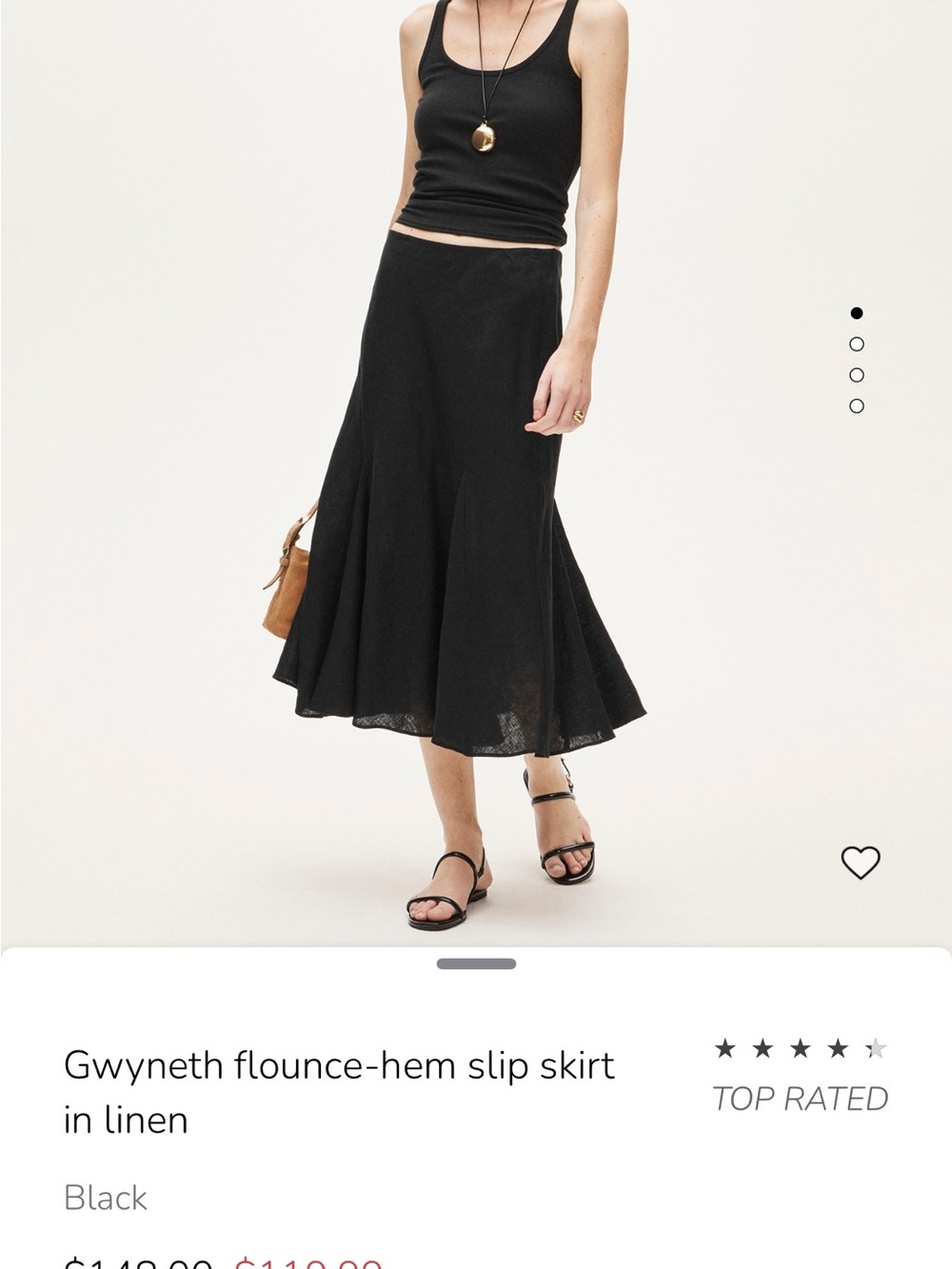 J. Crew Black A-Line Gwyneth Flounce-Hem Linen Skirt